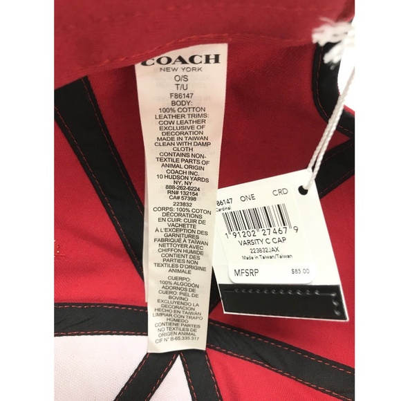 Coach F86147 Unisex Varsity C Black Cap Hat - Picture 6 of 6